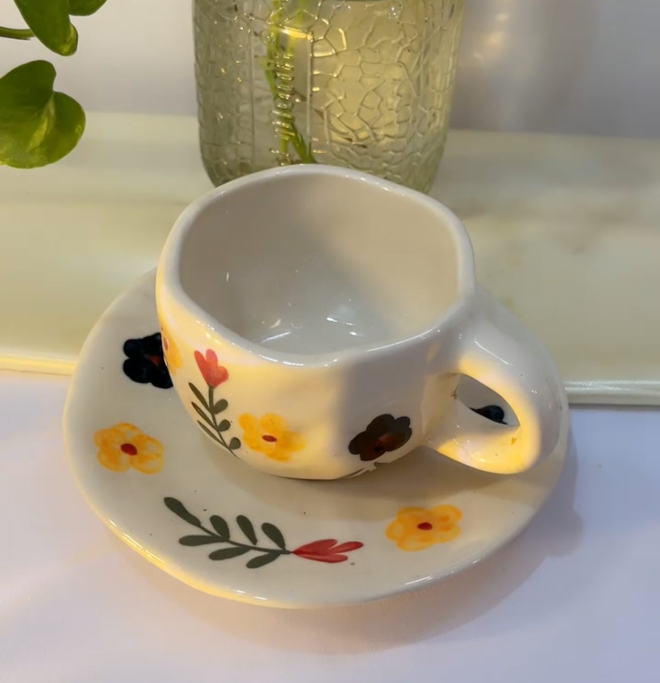 Blossom Meadow Ceramic Cup with Saucer