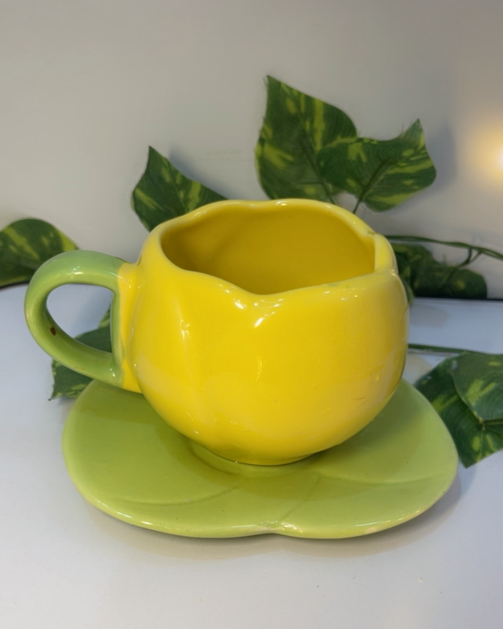 Sunshine Tulip Ceramic Mug with saucer