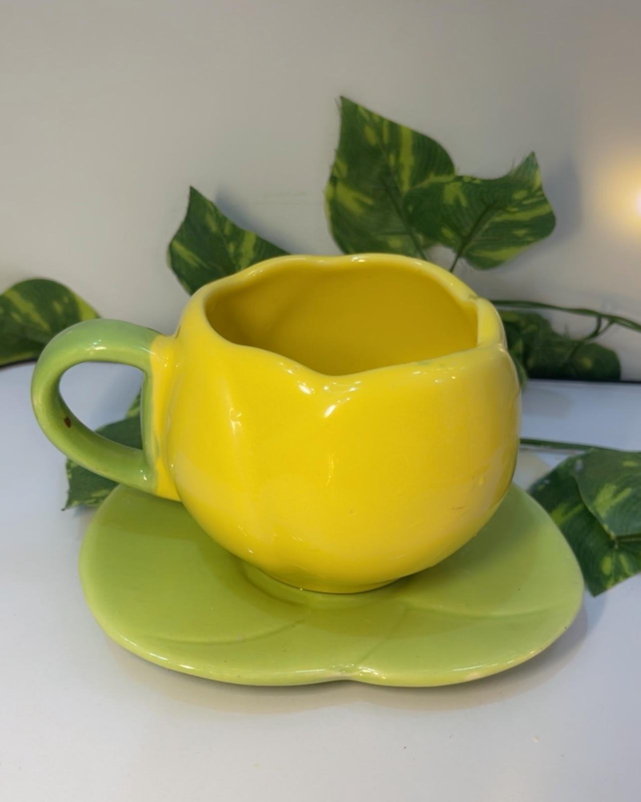 Sunshine Tulip Ceramic Mug with saucer
