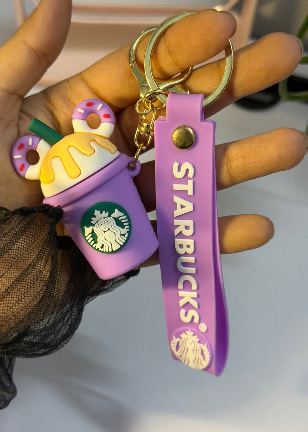 Starbucks Cup Cute Keychain(Purple)