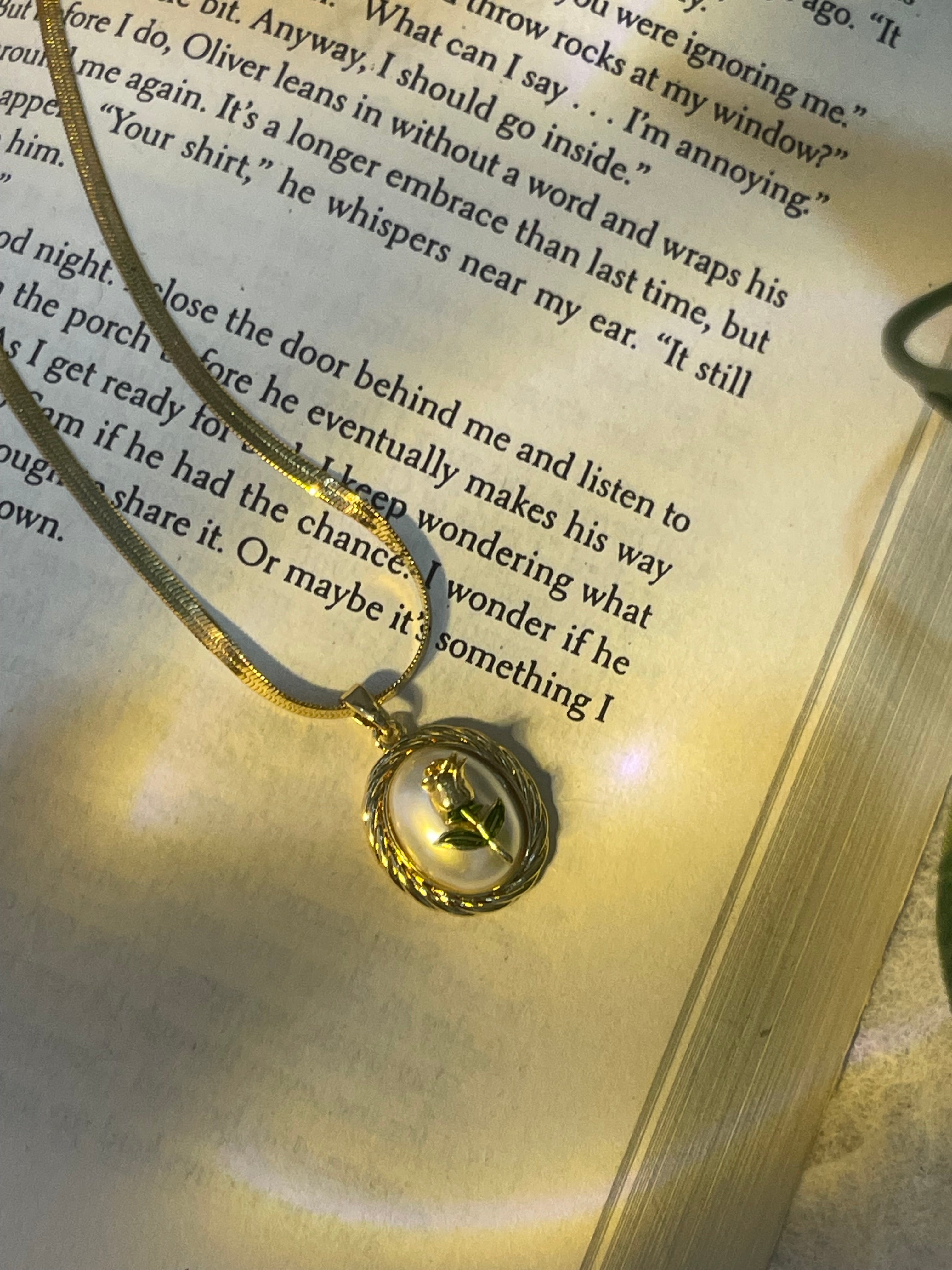 Golden Hour Rose Oval Pendant