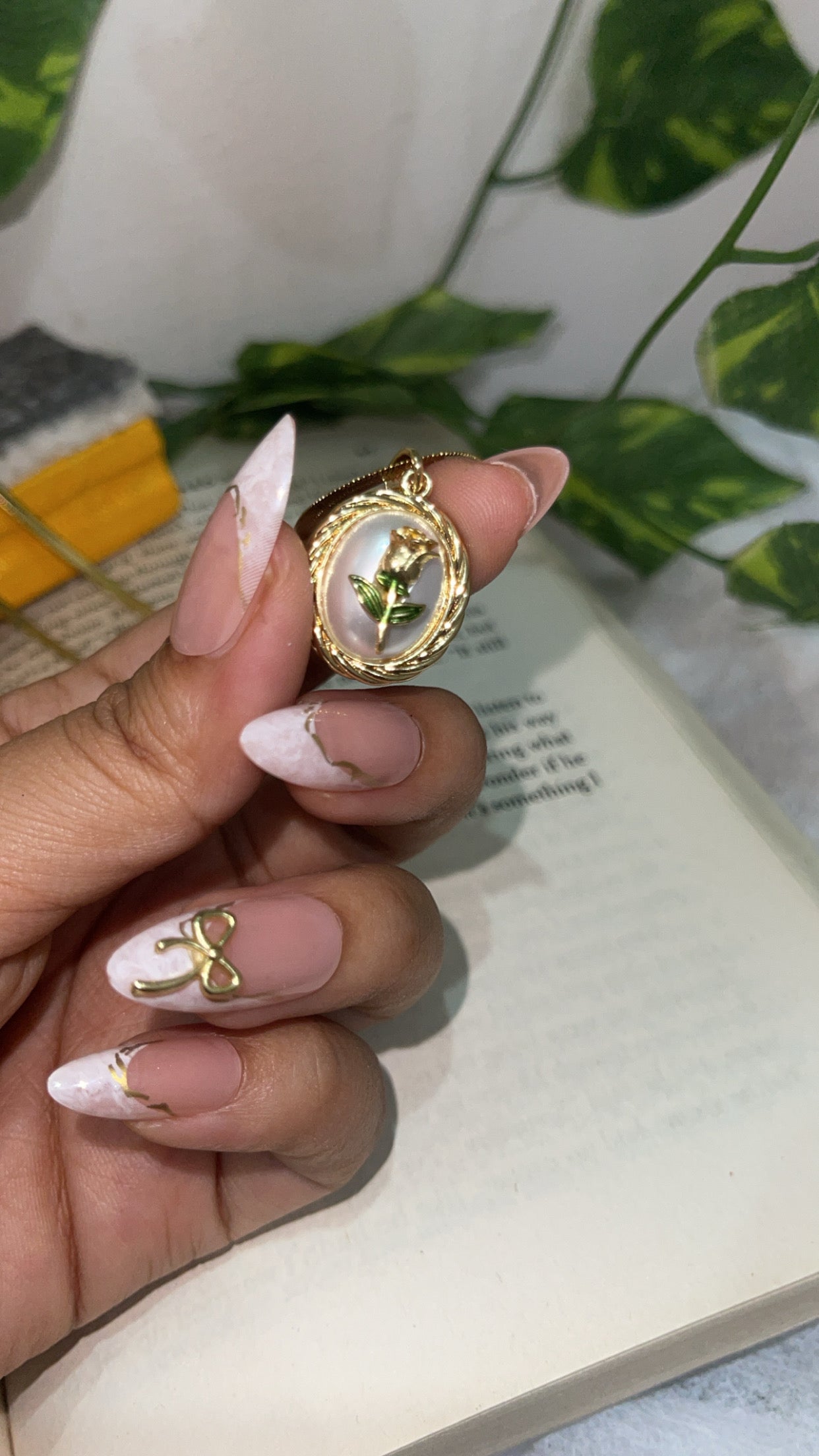 Golden Hour Rose Oval Pendant