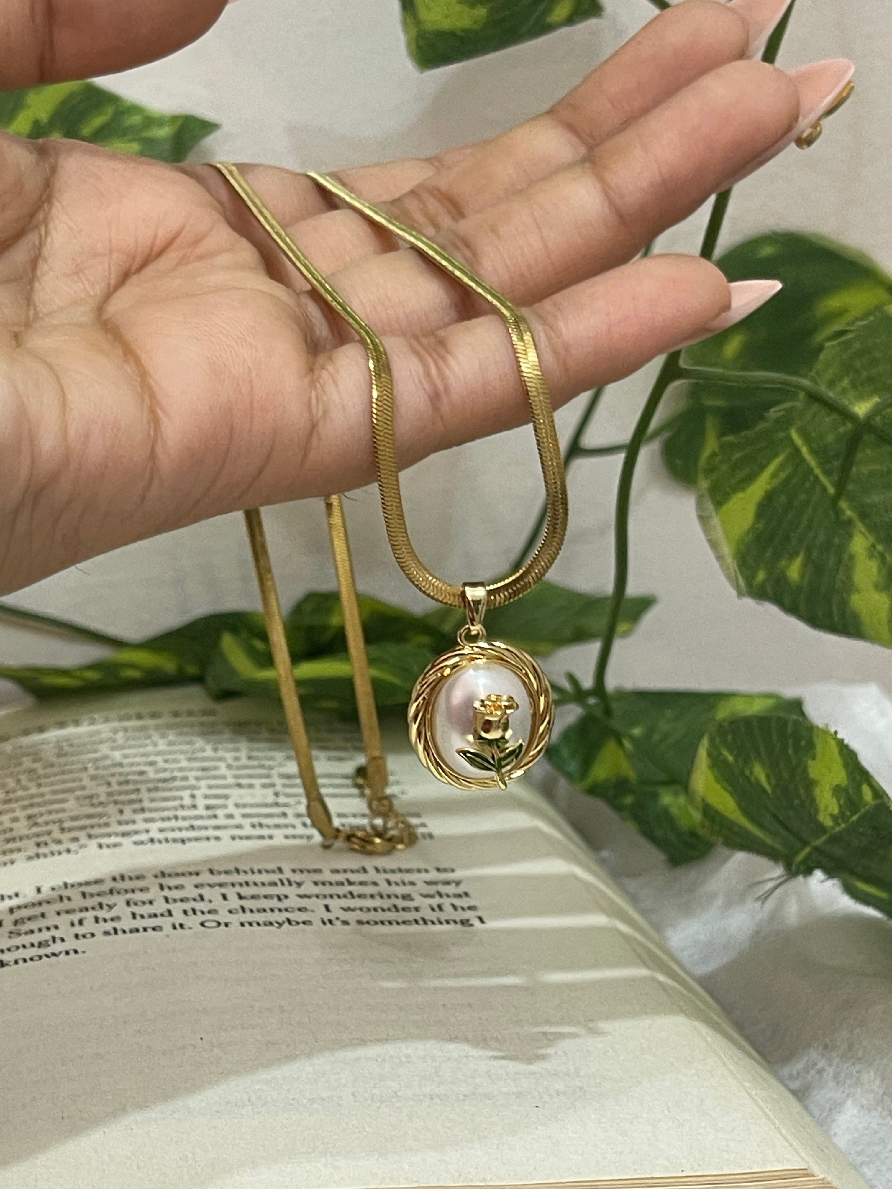 Golden Hour Rose Oval Pendant