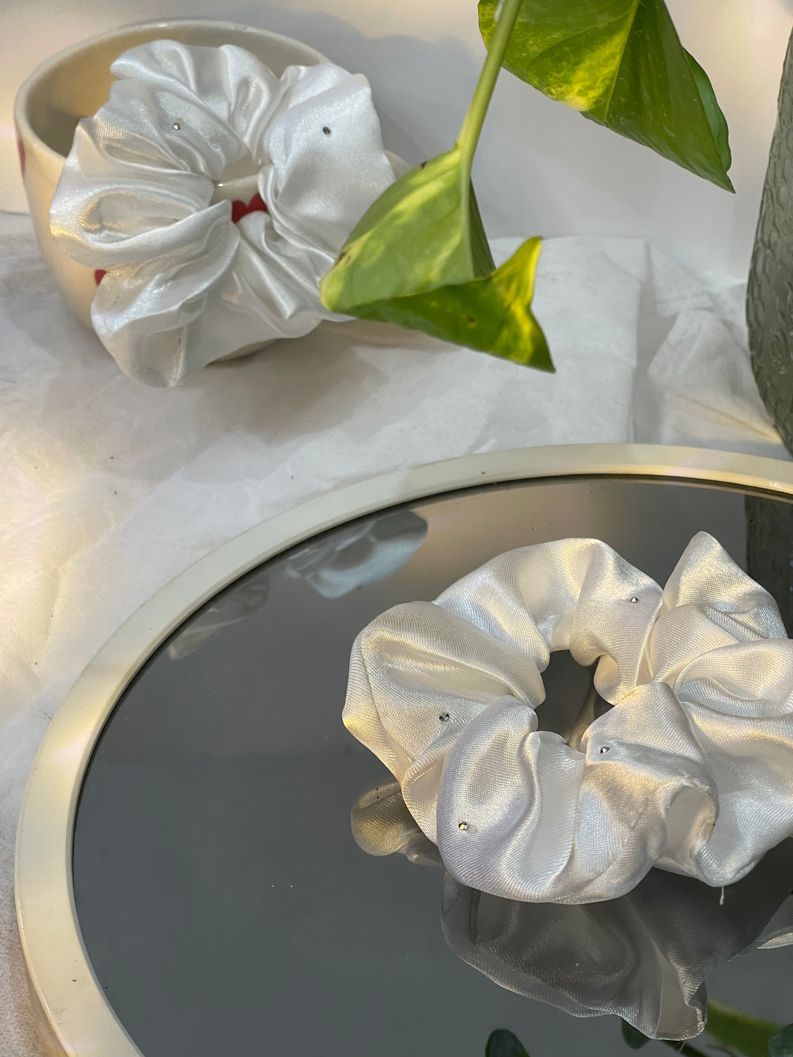 Blush Satin Sparkle Scrunchy