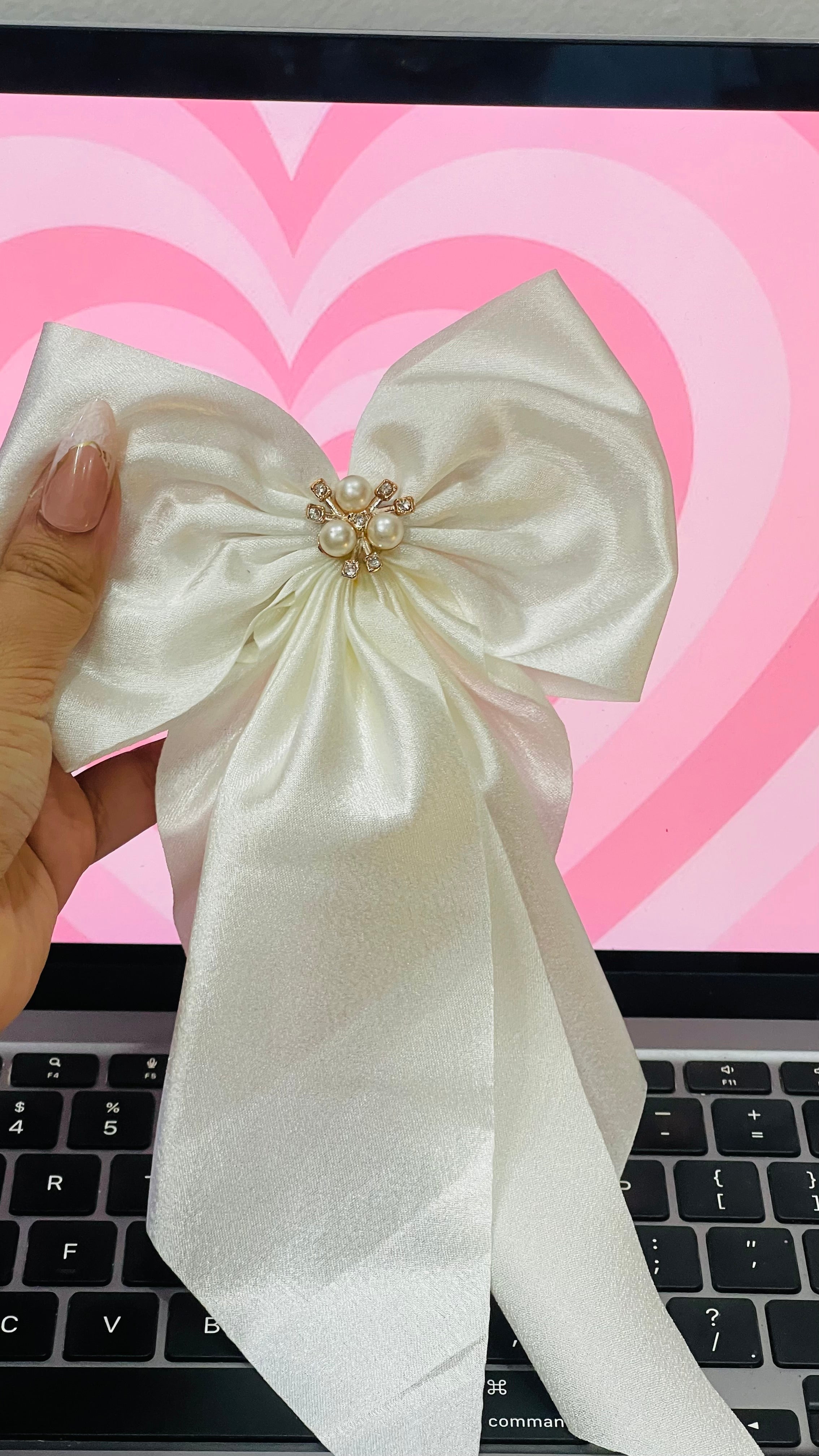 Pearl Kissed Satin Bow