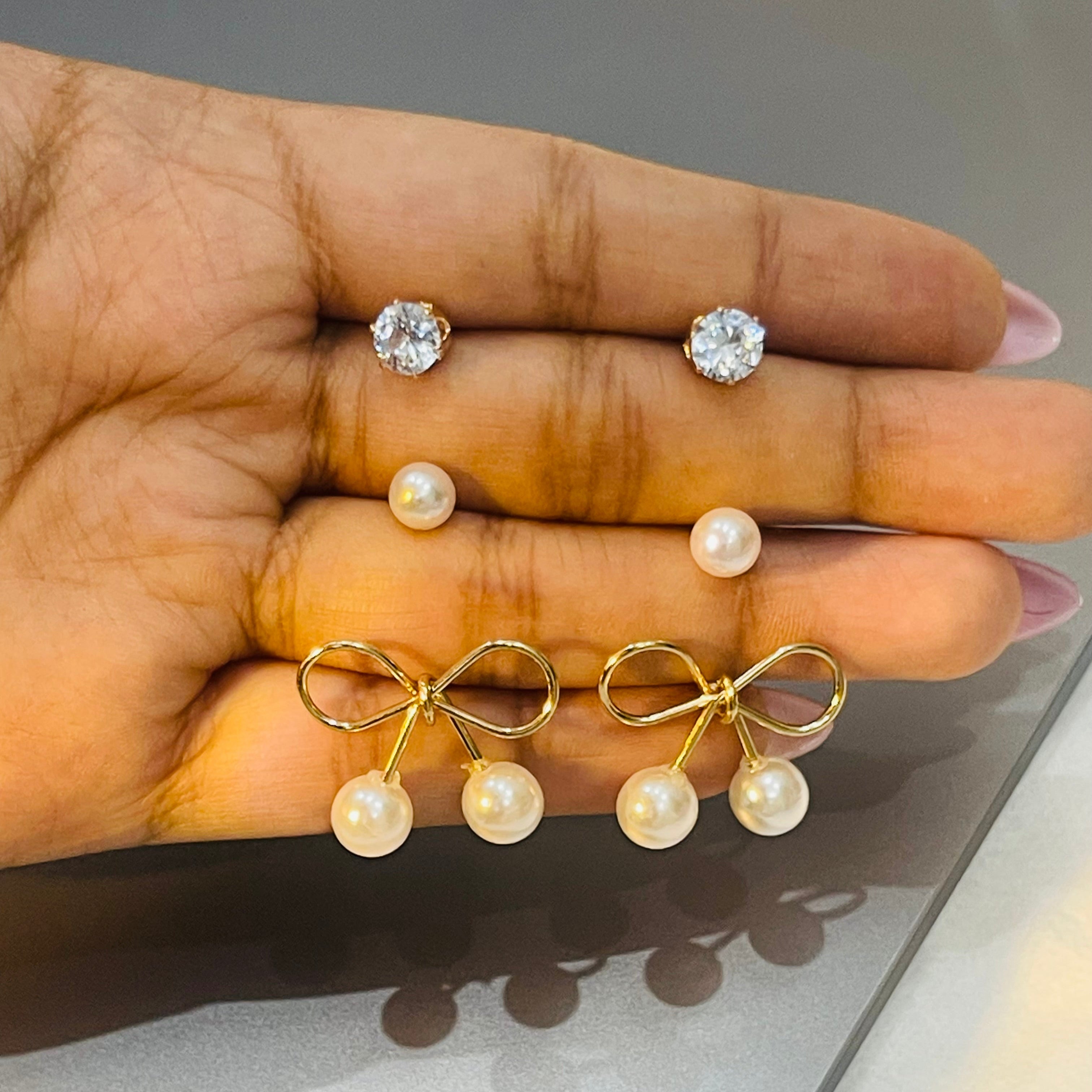 Pearl & Sparkle Earrings (Combo of 3)