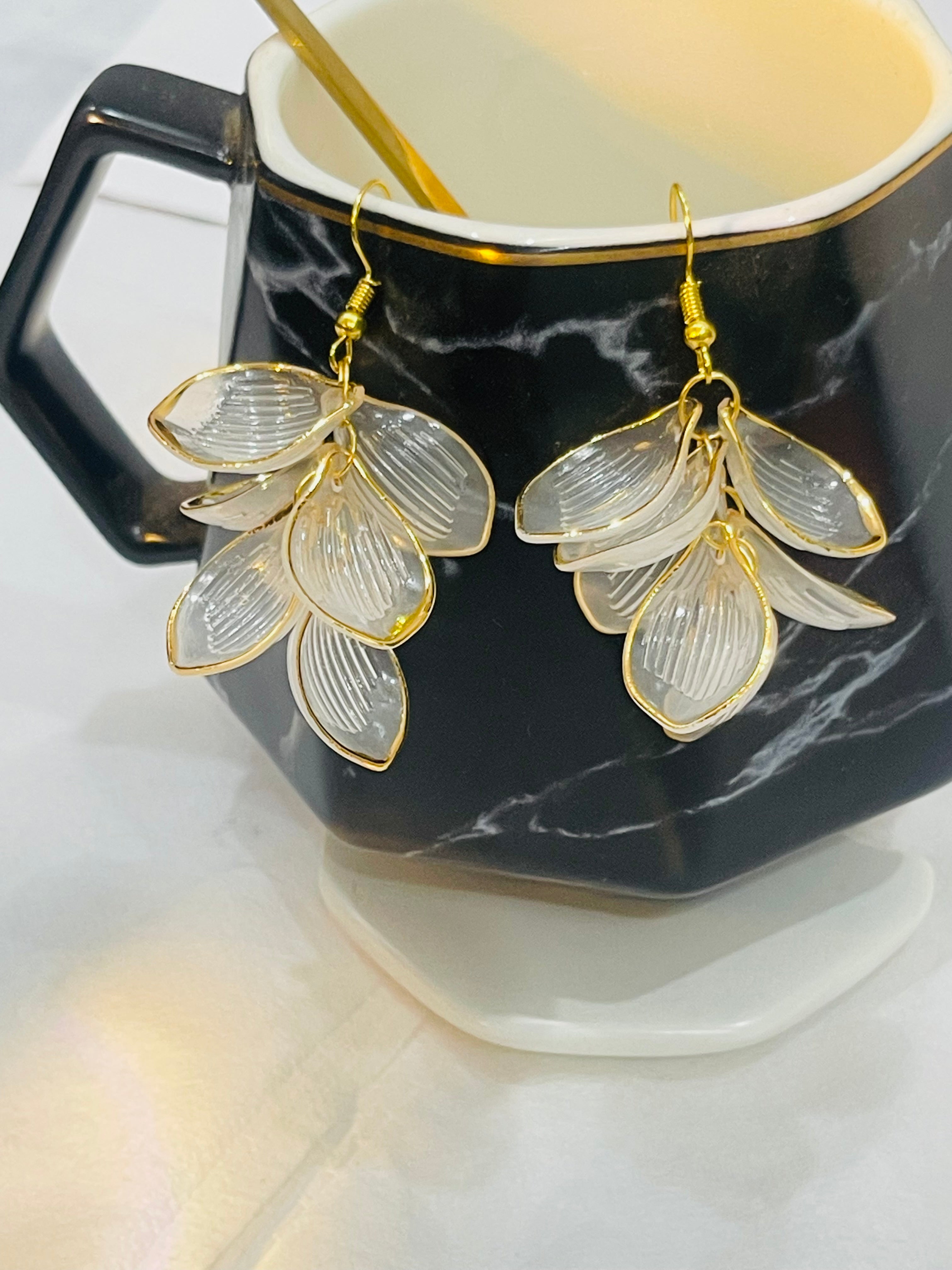 Crystal Leaf Dangle Earrings
