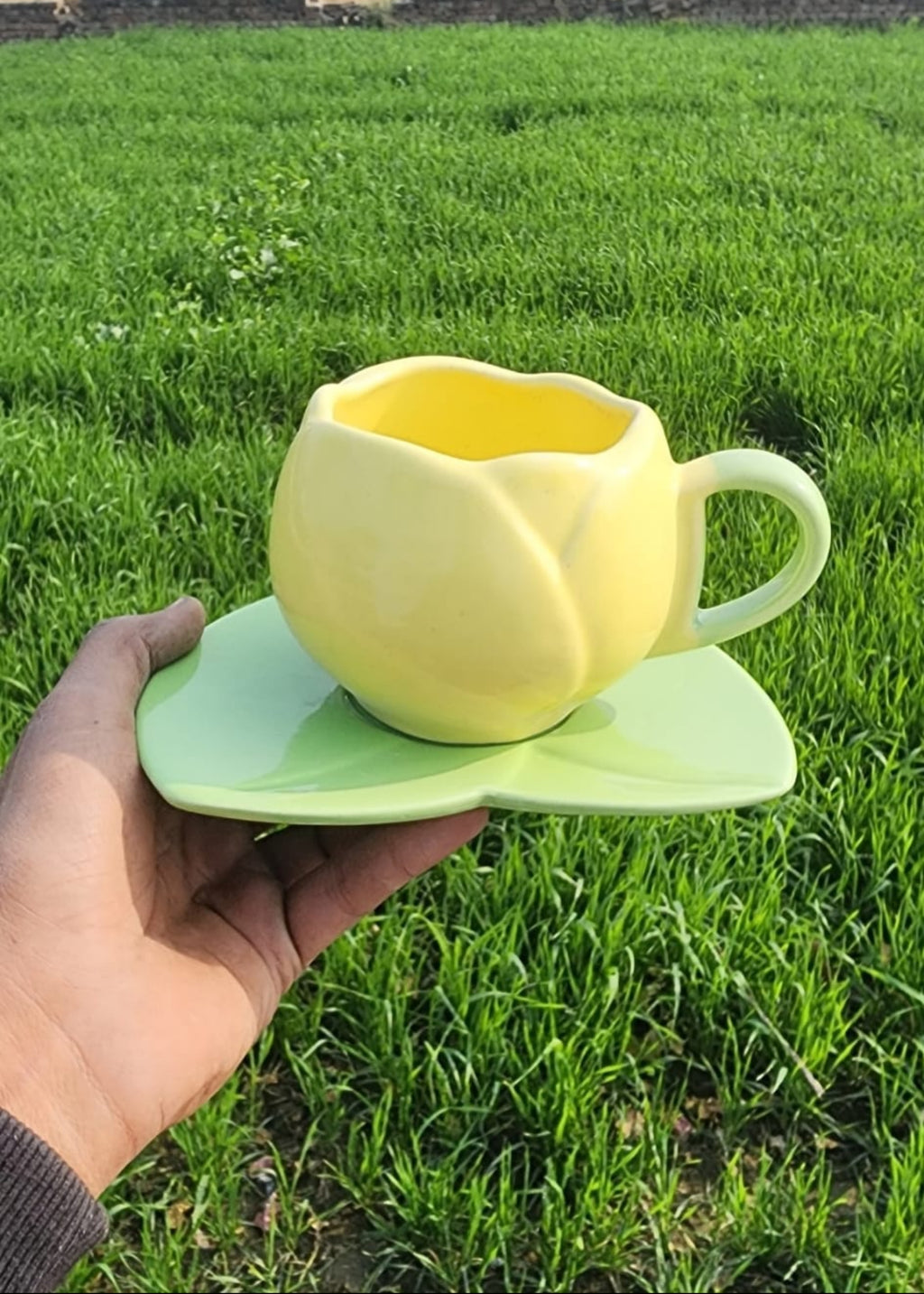 Sunshine Tulip Ceramic Mug with saucer