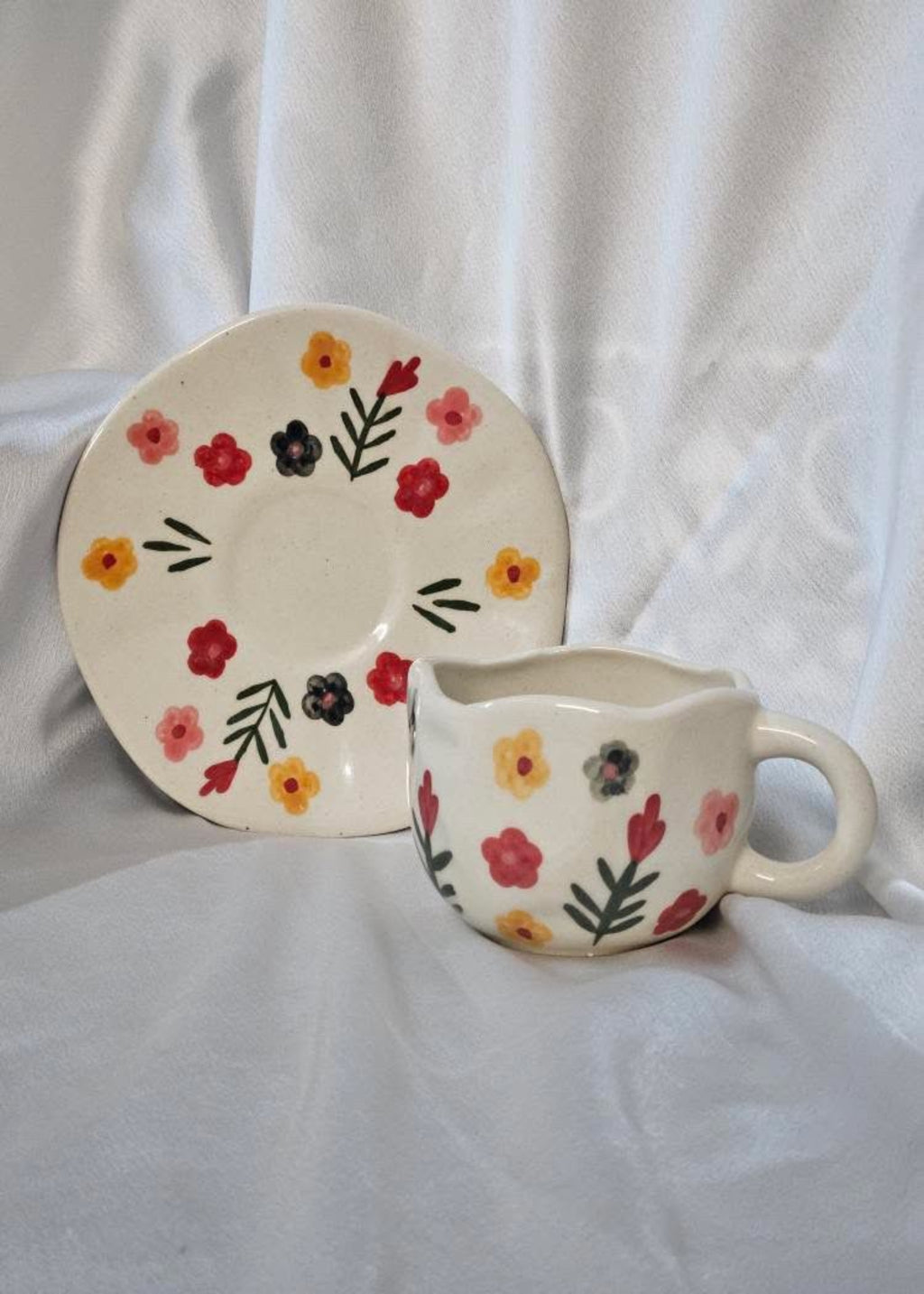 Blossom Meadow Ceramic Cup with Saucer